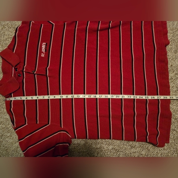 St. John's University Red Storm Red w/ Stripe Polo Shirt Size Medium Ashworth - Picture 11 of 13
